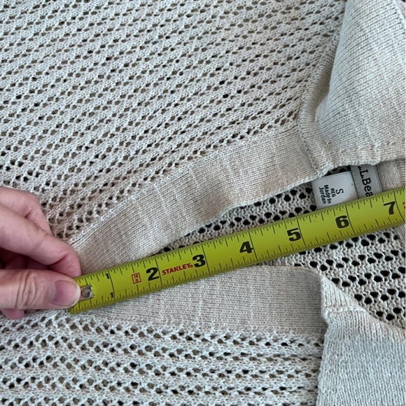 L.L. Bean Women’s Organic Cotton Slub Pointelle Sweater, Polo Preppy Small - Picture 8 of 11